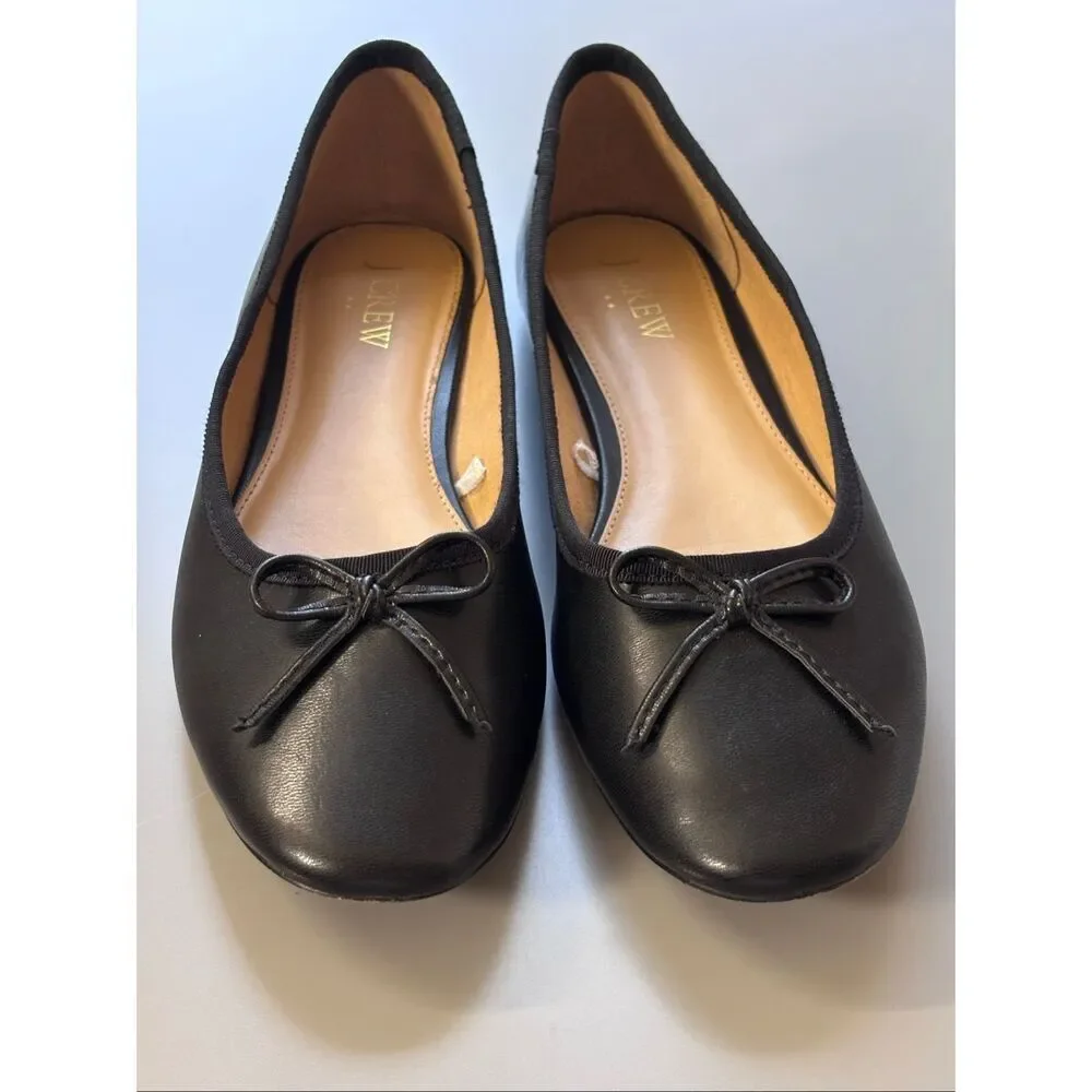 J. Crew Ballet flats black bow size 8